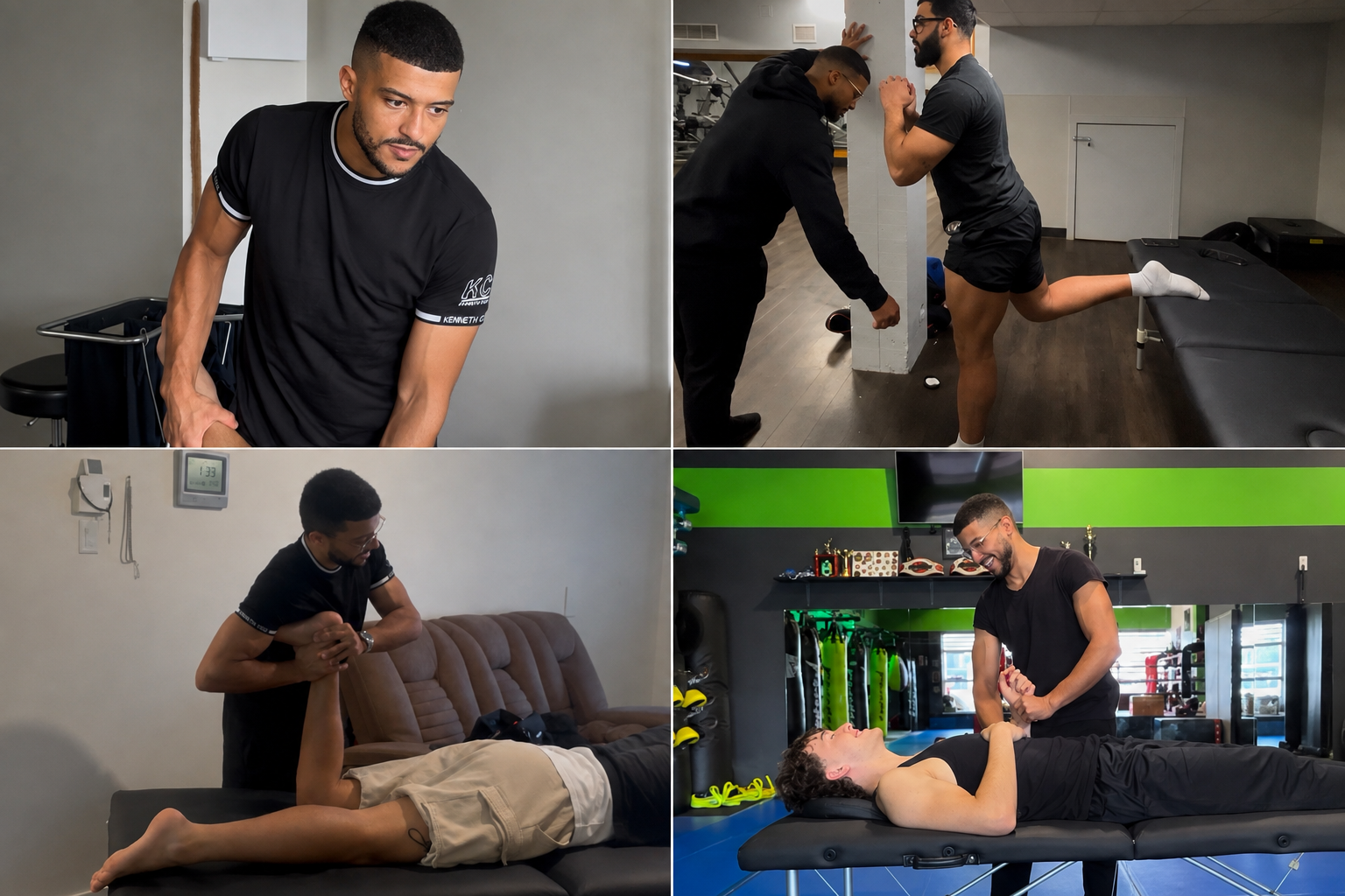 Mohamed Sabir, physiothérapeute, en séance de traitement et de réadaptation avec ses patients